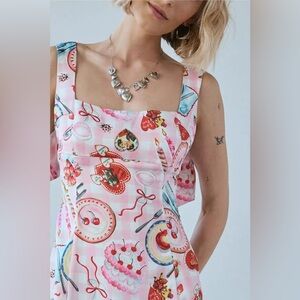 Urban Outfitters Pink Double Bow Satin Mini Dress